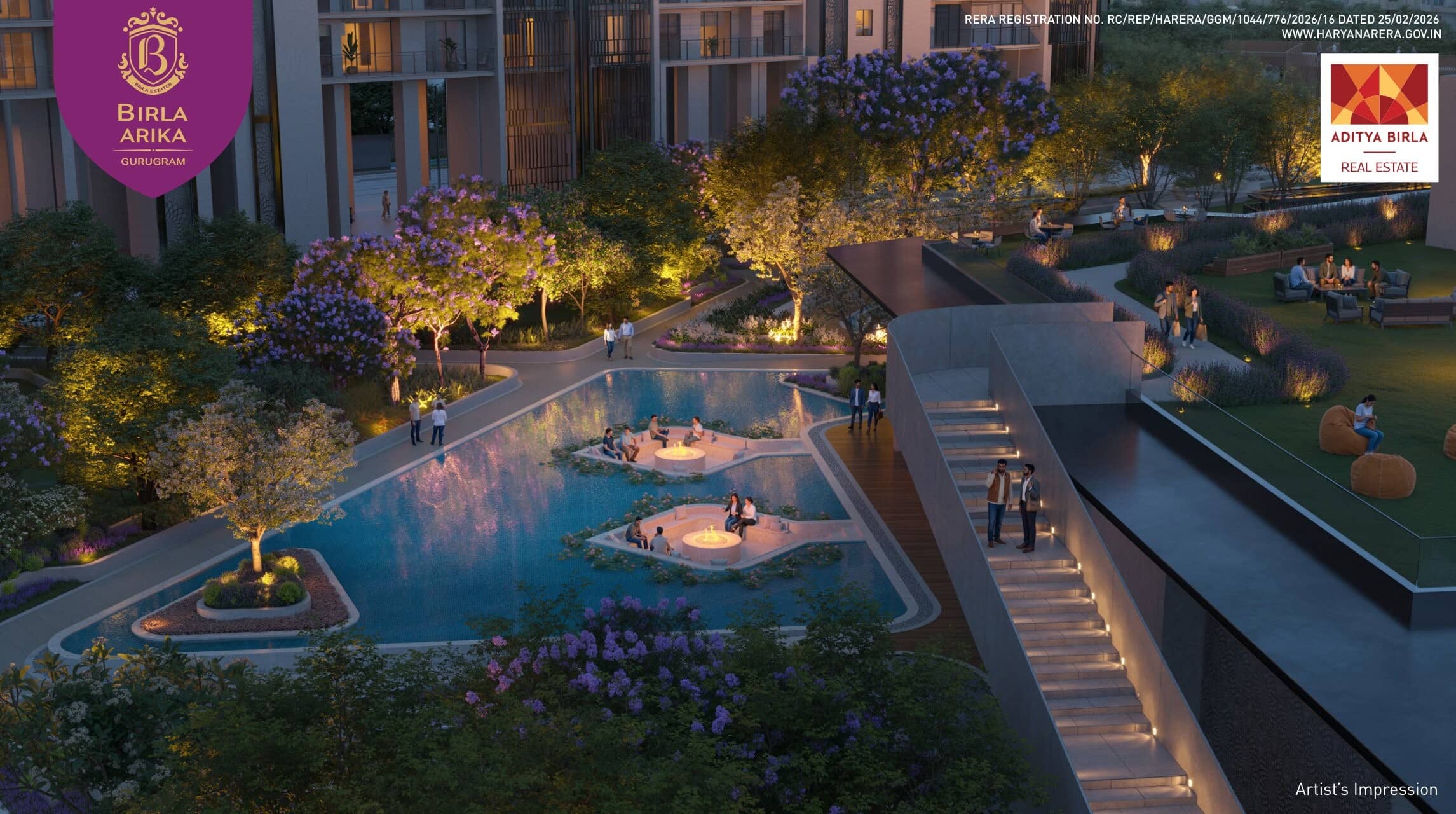 Birla Arika Phase 2 Sec 31, Gurgaon Birla Arika Pool Night view