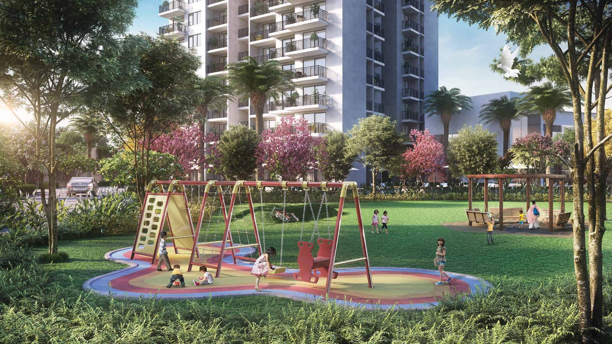 Godrej Habitat Sector 3, Gurgaon Godrej Habitat | Children Play Area and Lawn (Rendering)