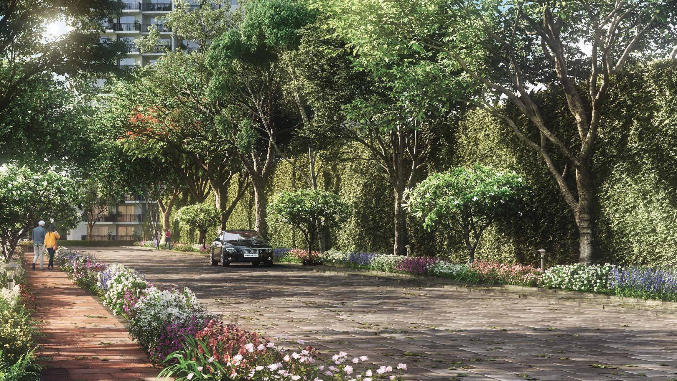 Godrej Habitat Sector 3, Gurgaon Godrej Habitat | Landscaped Entrance Driveway (Rendering)