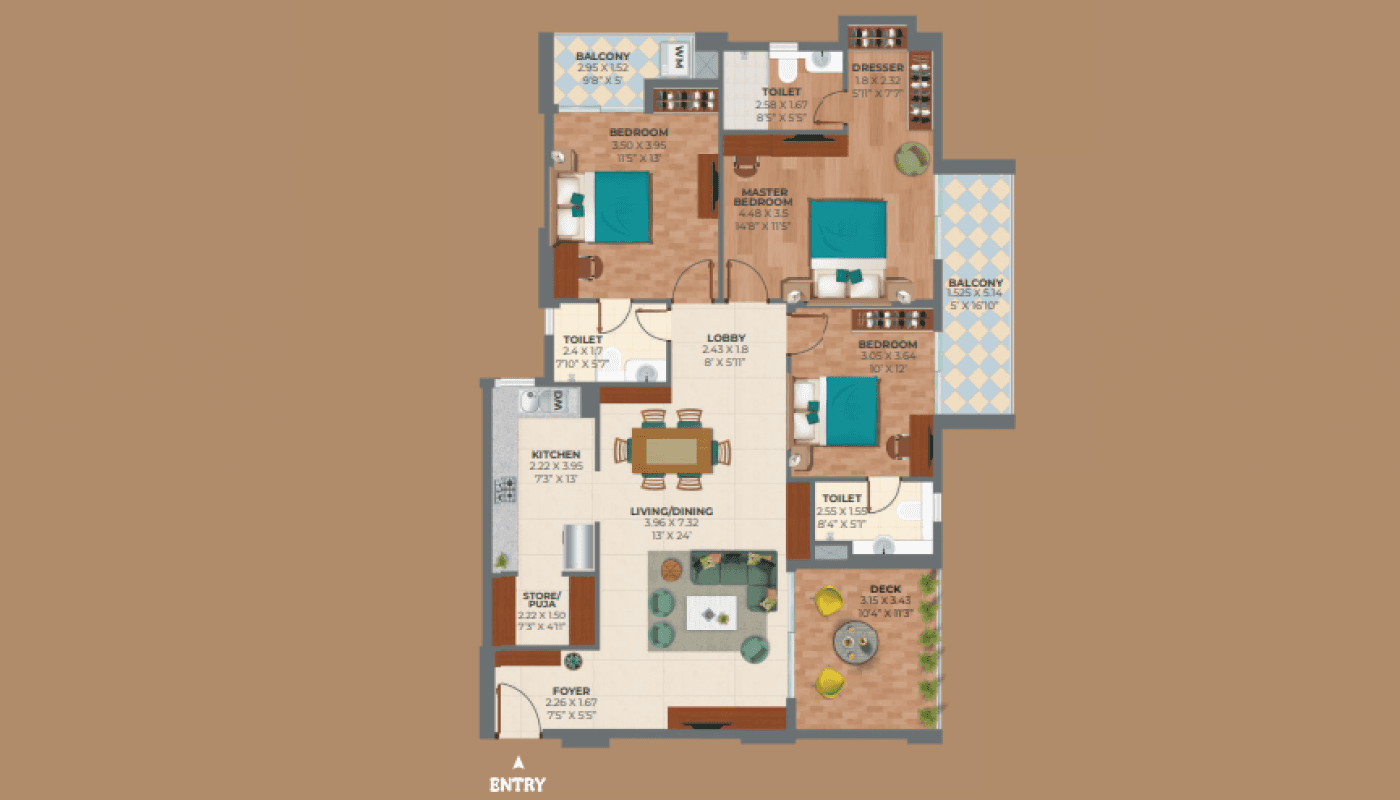 Floor plan for 3 BHK 0.00 sq.ft