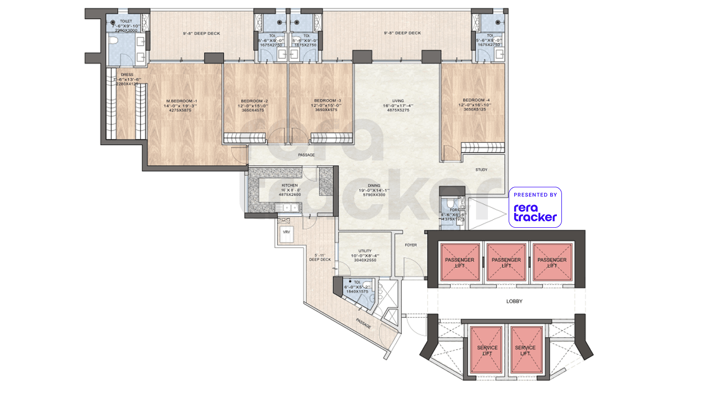 Floor plan for 4 BHK 3956.00 sq.ft