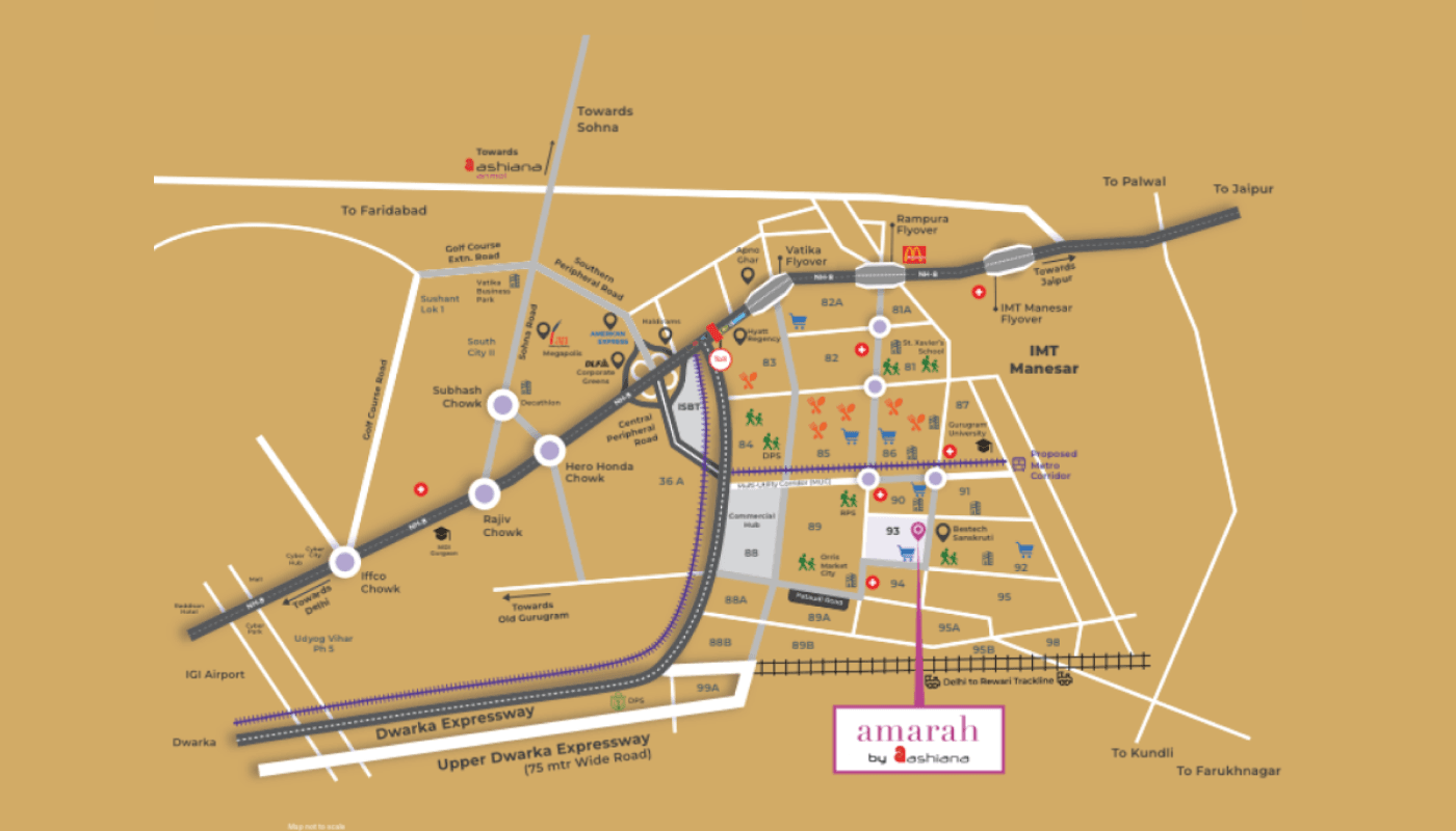 Ashiana Amarah Phase Ii Gurgaon ASHIANA AMARAH LOCATION MAP