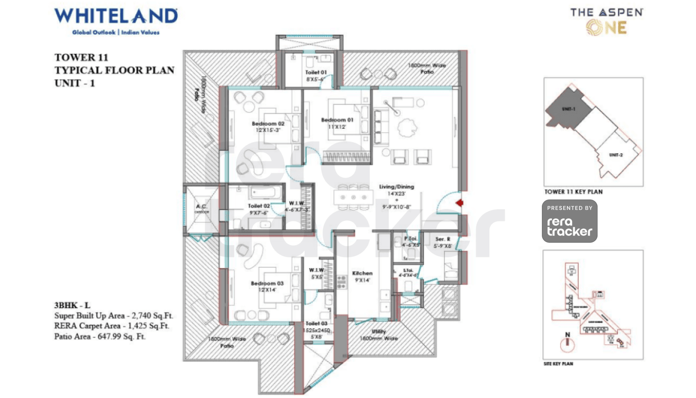 Floor plan for 3 BHK 2740.00 sq.ft