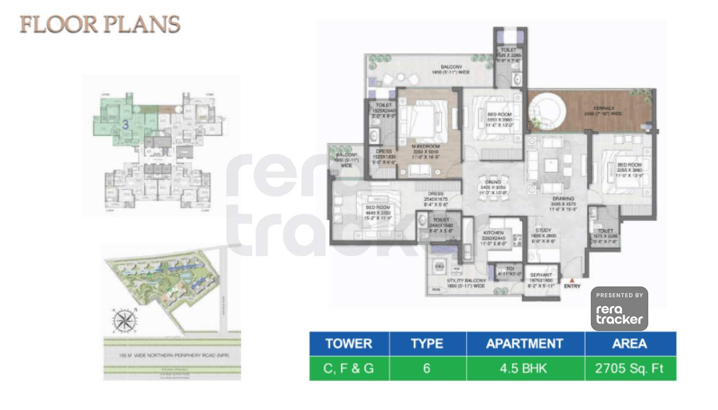 M3M Mansion Gurgaon floor plan 4 BHK 2705.00 sq.ft