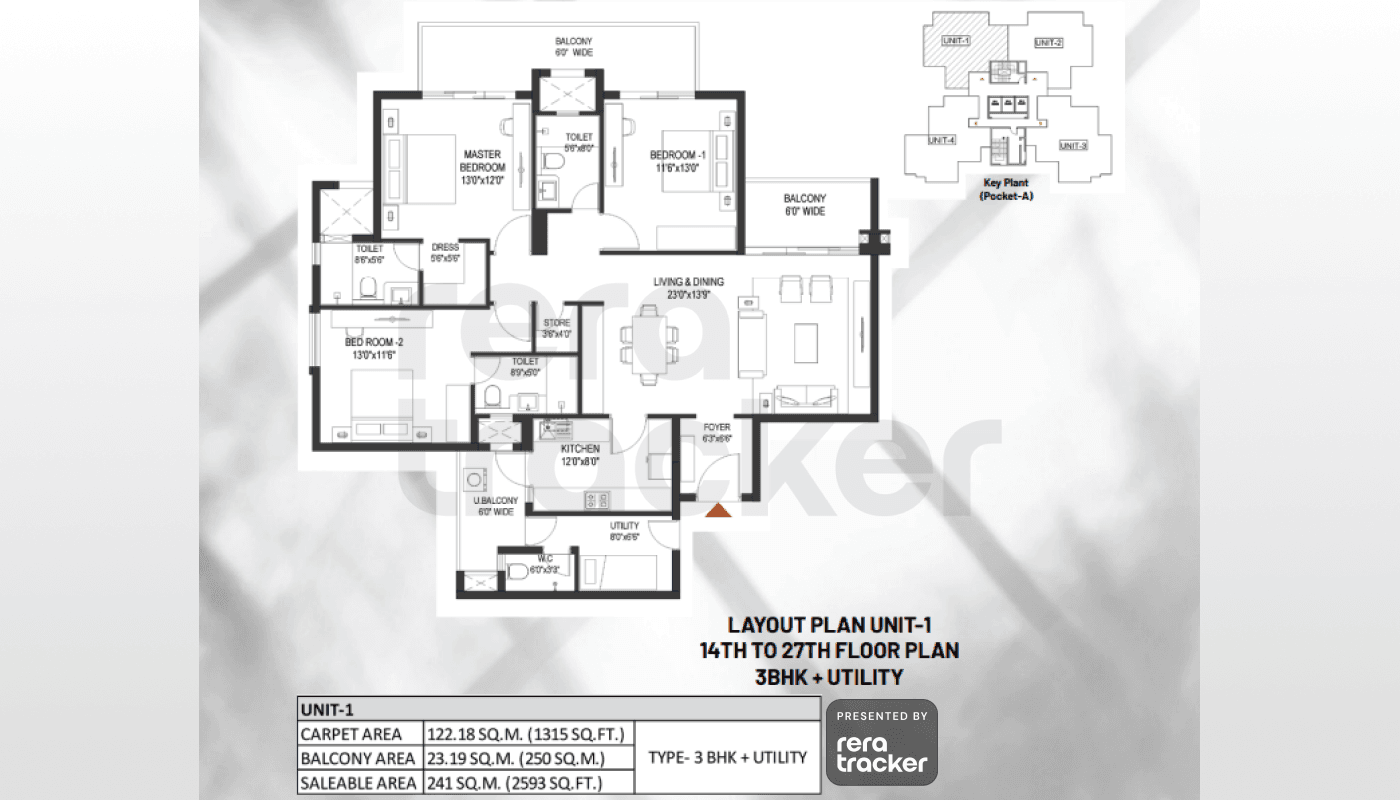Floor plan for 3 BHK 2593.00 sq.ft