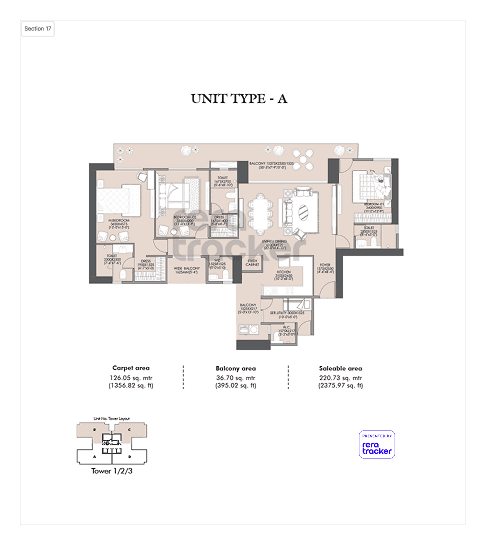 Floor plan for 3 BHK 2376.00 sq.ft