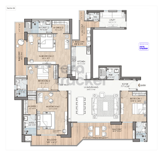Floor plan for 4 BHK 3475.00 sq.ft