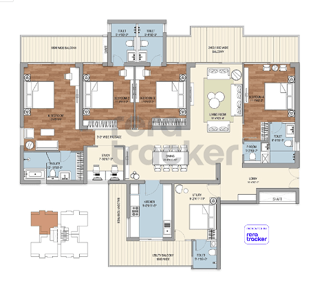 Floor plan for 4 BHK 3090.00 sq.ft