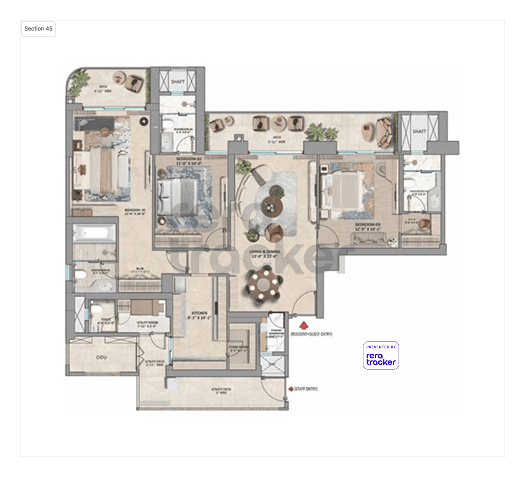 Floor plan for 3 BHK 2673.00 sq.ft