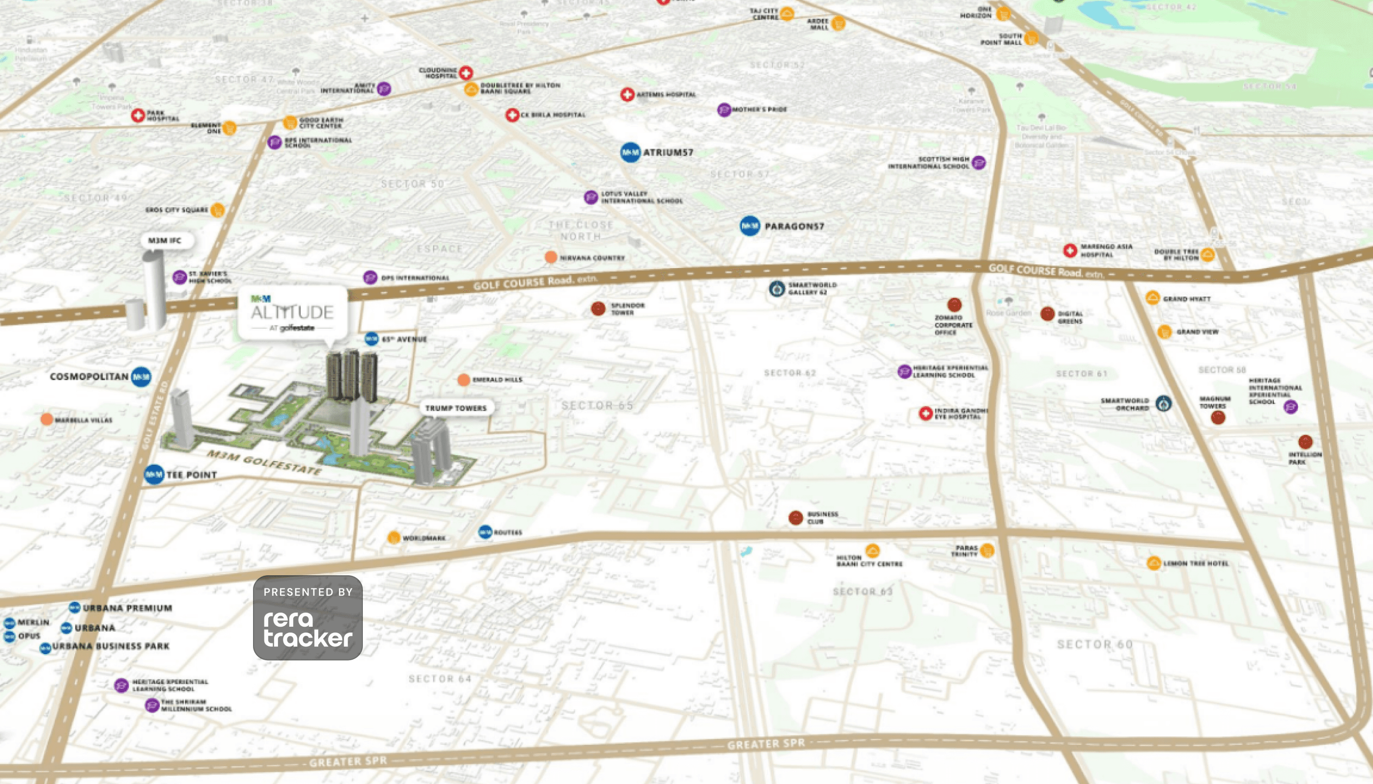 M3M Altitude Sector 65, Gurgaon M3M Altitude Location Map