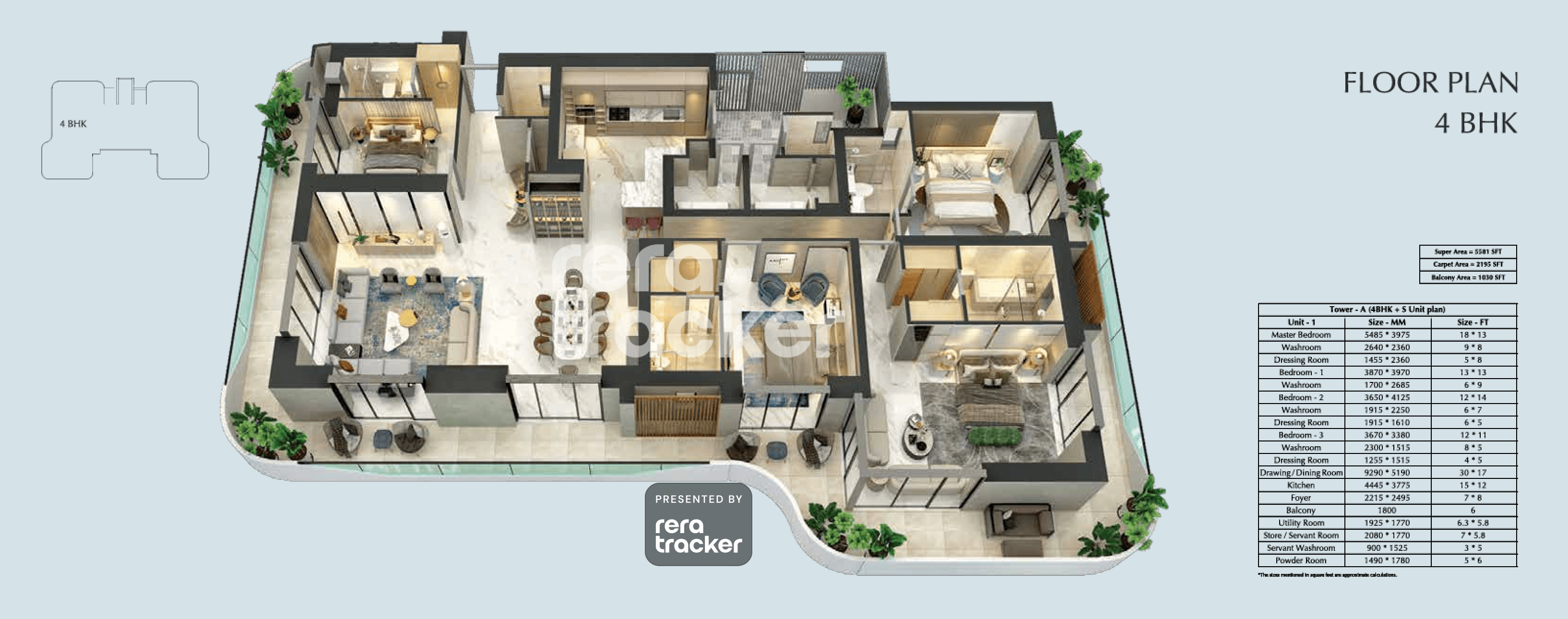 Central Park Bignonia Towers Sector 32, Sohna floor plan 4 BHK 5581.00 sq.ft