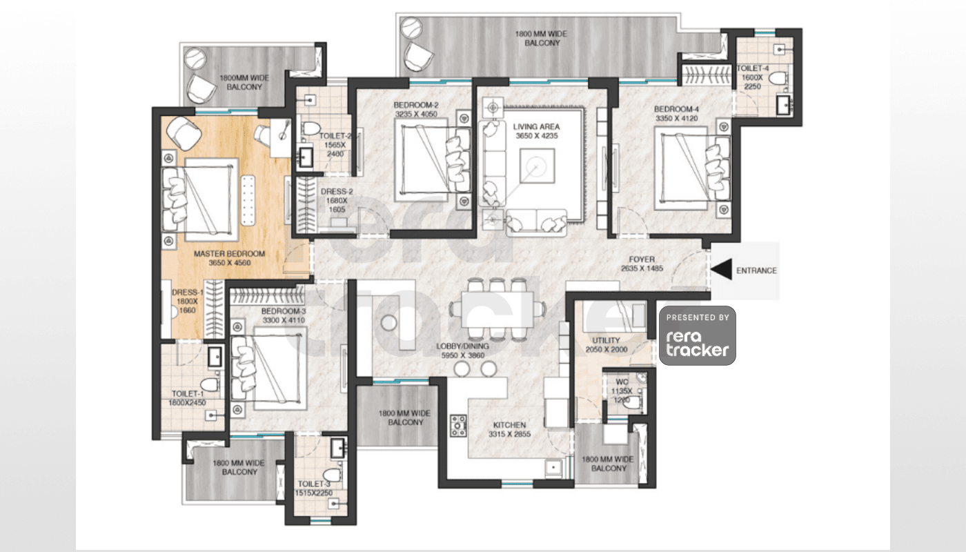 ATS Homekraft Sanctuary 105 Gurgaon floor plan 4 BHK 2800.00 sq.ft