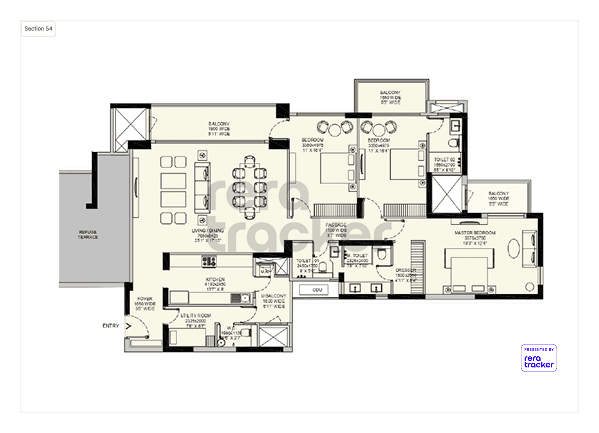 Floor plan for 3 BHK 0.00 sq.ft