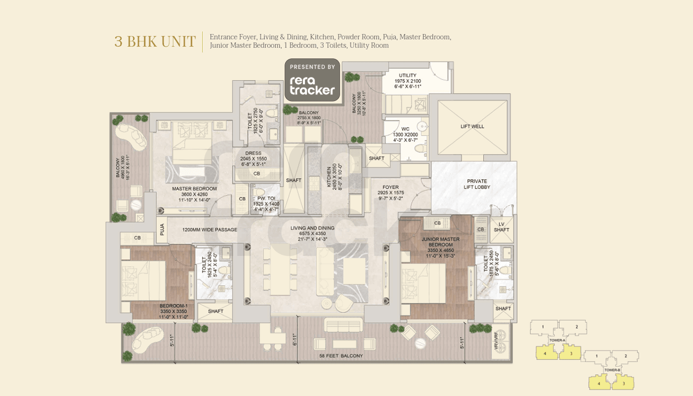 Floor plan for 3 BHK 2650.00 sq.ft