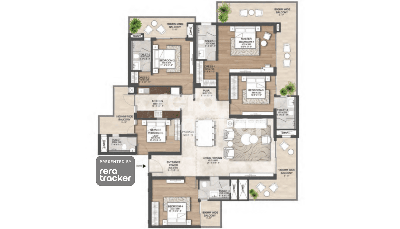 Floor plan for 4 BHK 3457.00 sq.ft