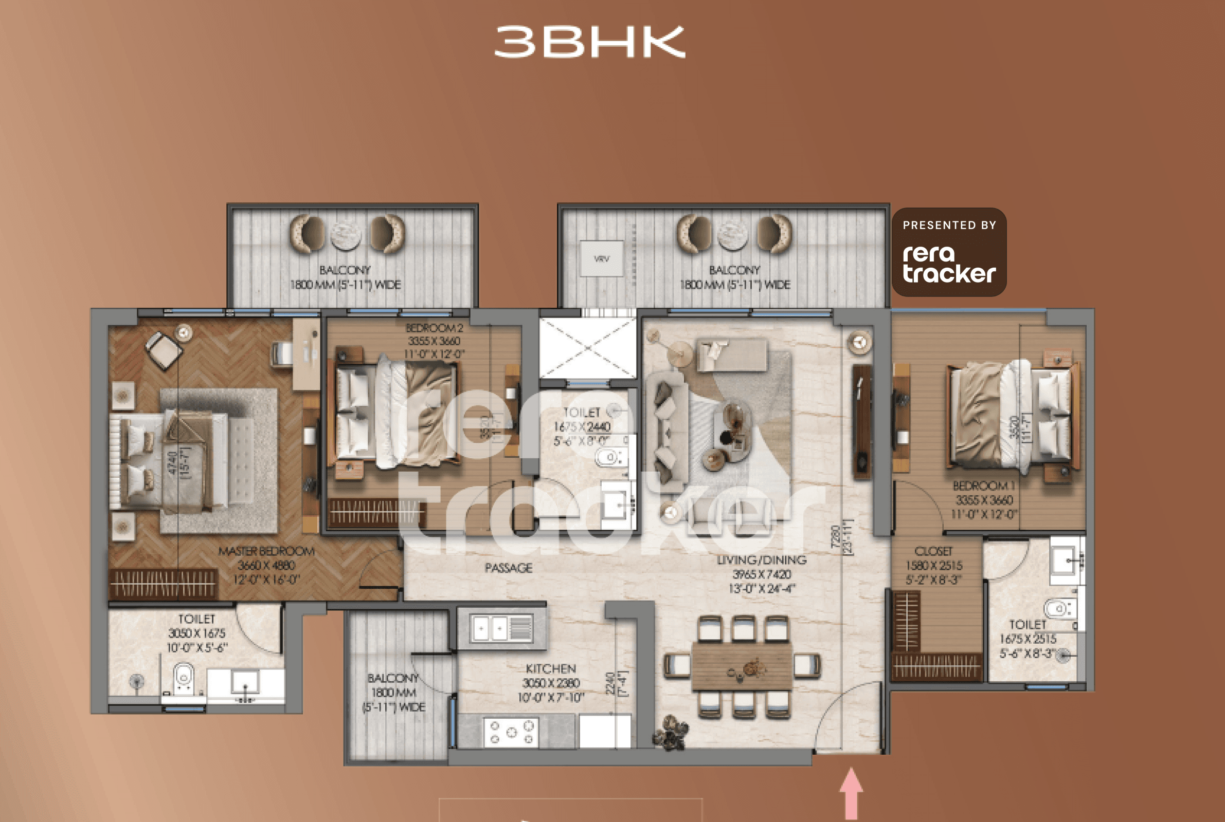 Tonino Lamborghini Residences Gurugram Gurgaon floor plan 3 BHK 2050.00 sq.ft