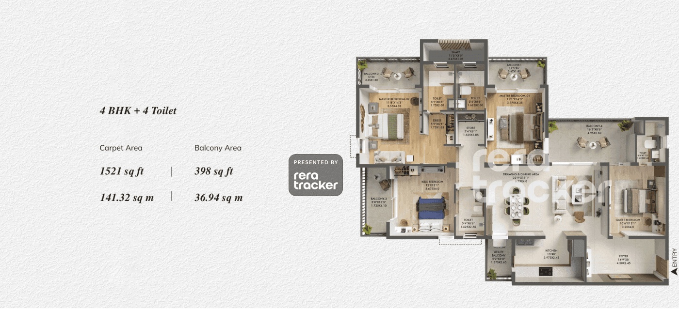Floor plan for 4 BHK 0.00 sq.ft