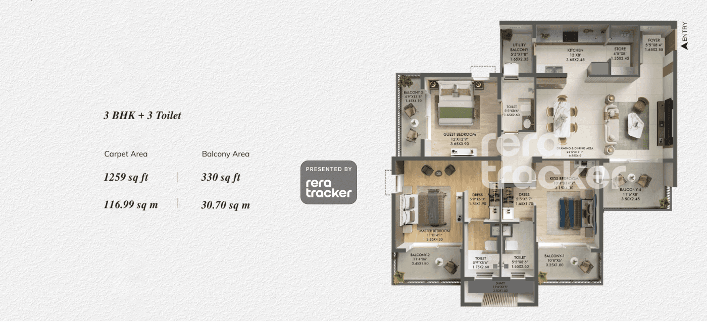 Ashiana Aaroham Phase 2 Sector 80, Gurgaon floor plan 3 BHK 0.00 sq.ft