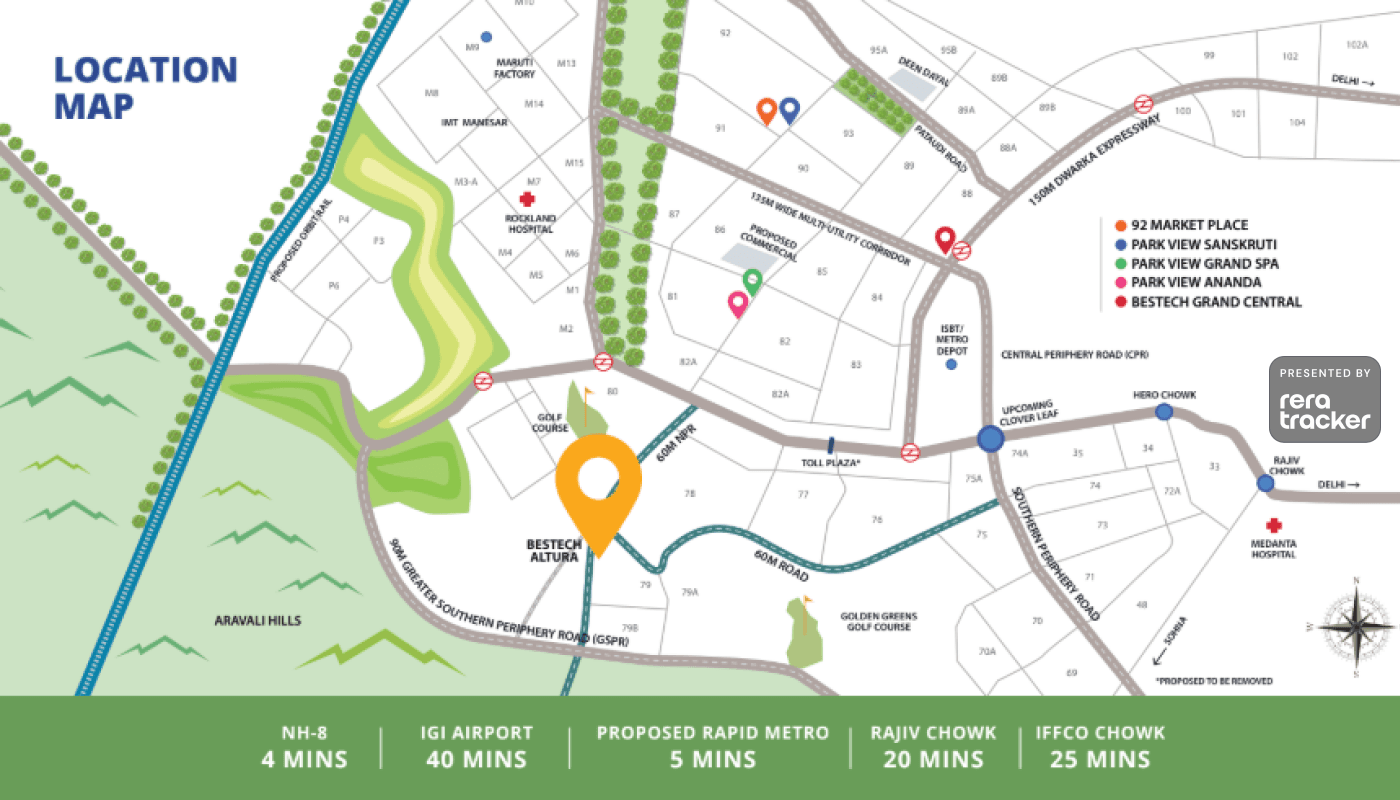 Bestech Altura Gurgaon Bestech Altura Location Map