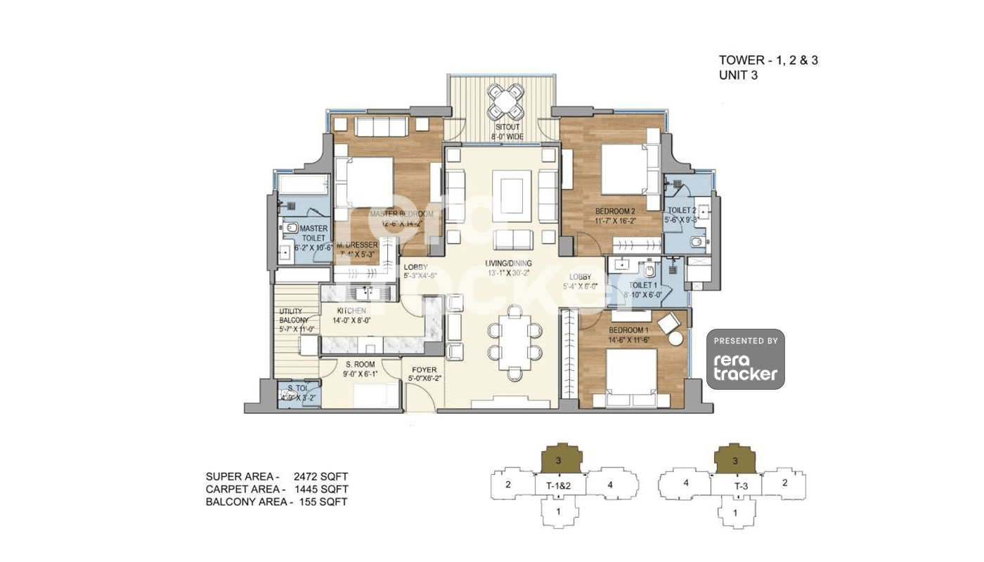 Floor plan for 3 BHK 2472.00 sq.ft