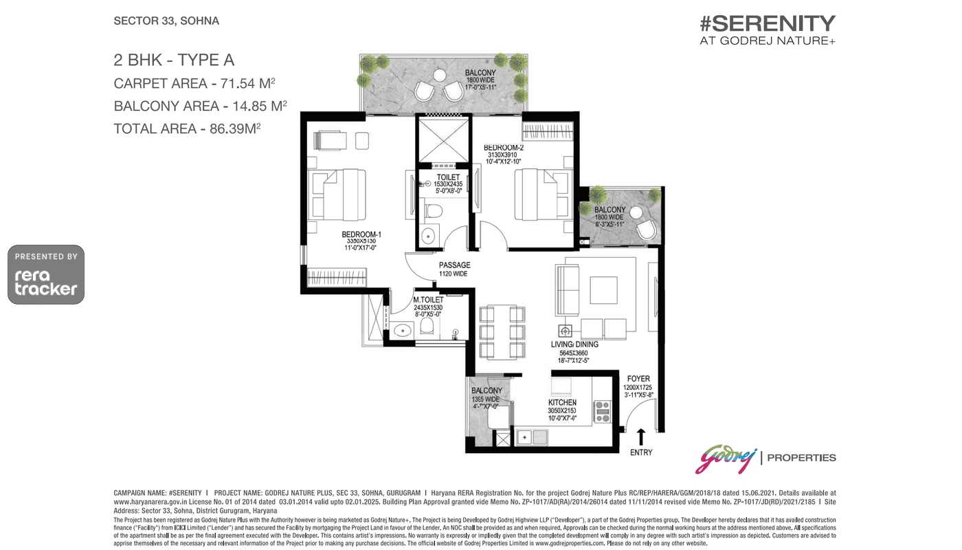 Godrej Nature Plus Phase-1 Sector 33, Sohna floor plan 2 BHK 0.00 sq.ft