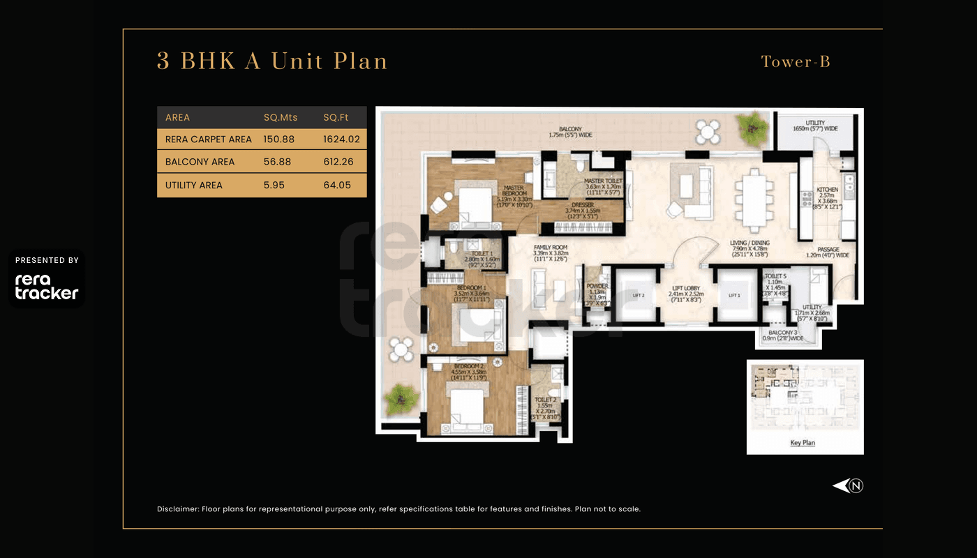 Mahindra Luminare Phase 3 Gurgaon floor plan 3 BHK 3100.00 sq.ft