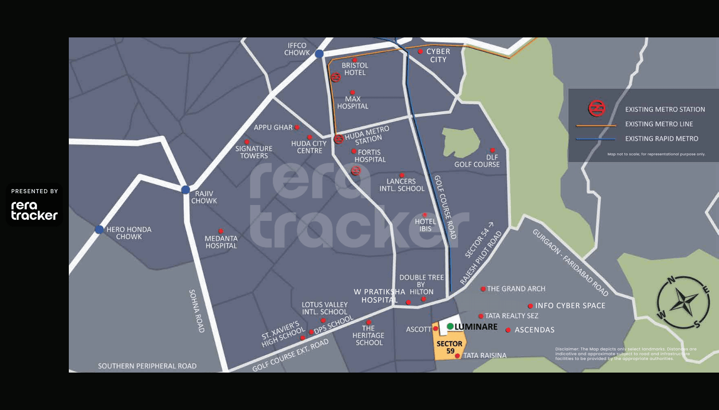 Mahindra Luminare Phase 3 Gurgaon Mahindra Luminare - Location Map (Brochure; Not to Scale)
