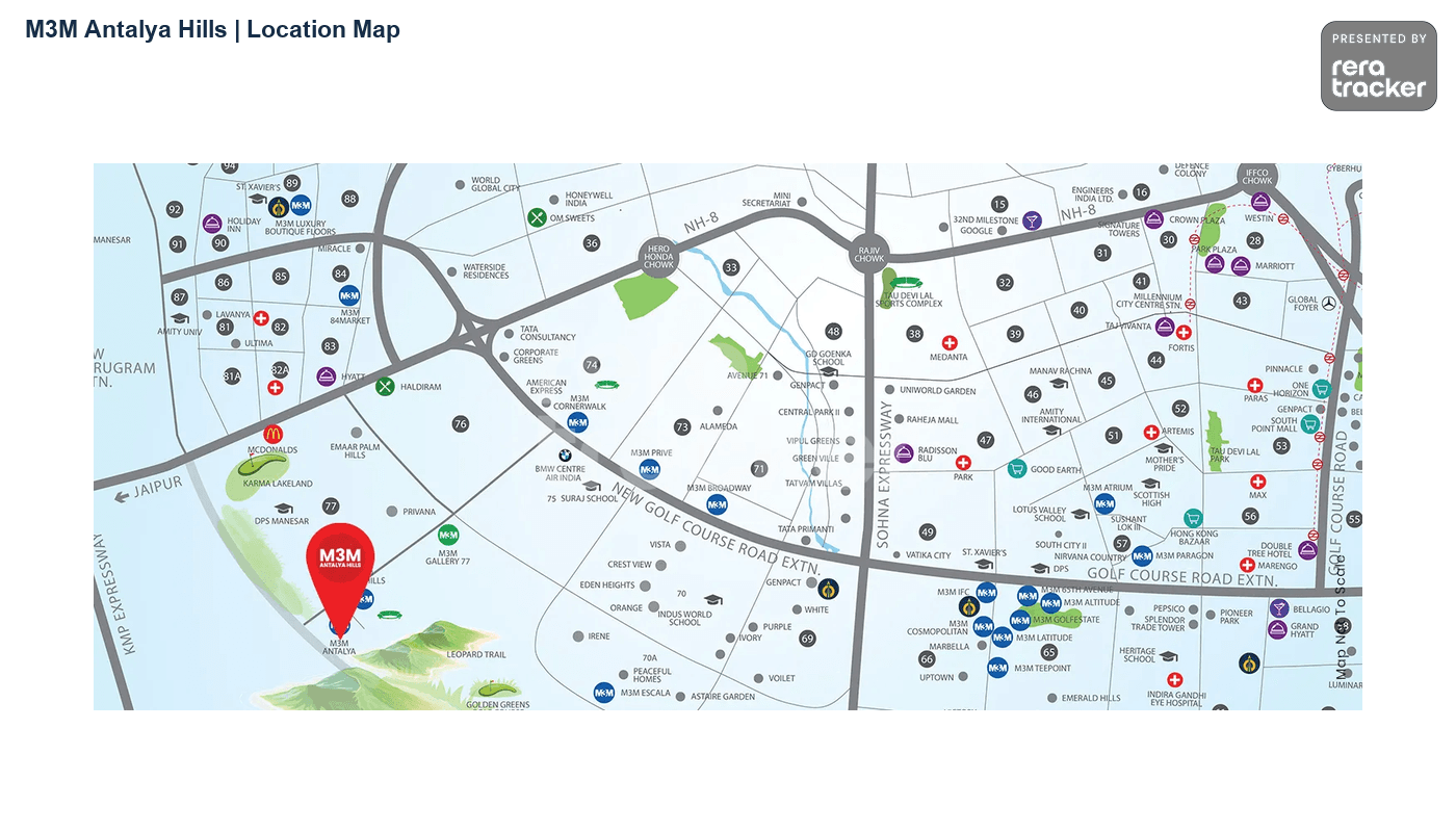 M3m Antalya Hills 3 Sector 79, Gurgaon M3M Antalya Hills | Location Map