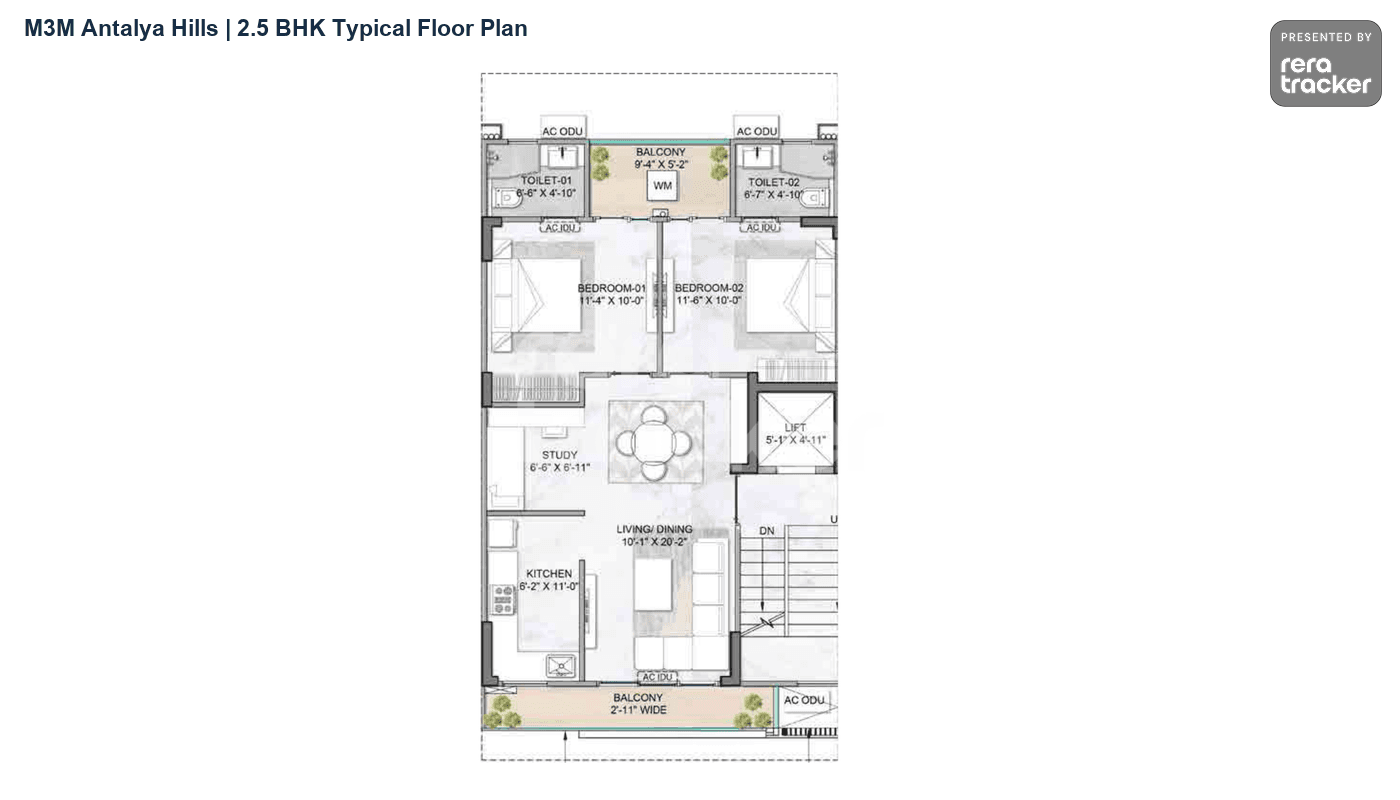 M3m Antalya Hills Phase Ii Sector 79, Gurgaon floor plan 2 BHK 0.00 sq.ft