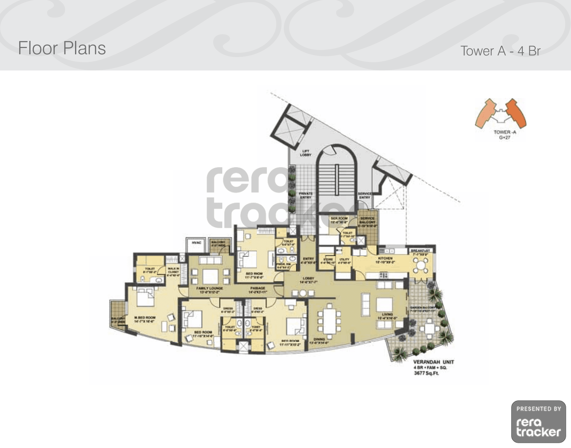 Pioneer Urban Presidia Sector 62, Gurgaon floor plan 4 BHK 3677.00 sq.ft