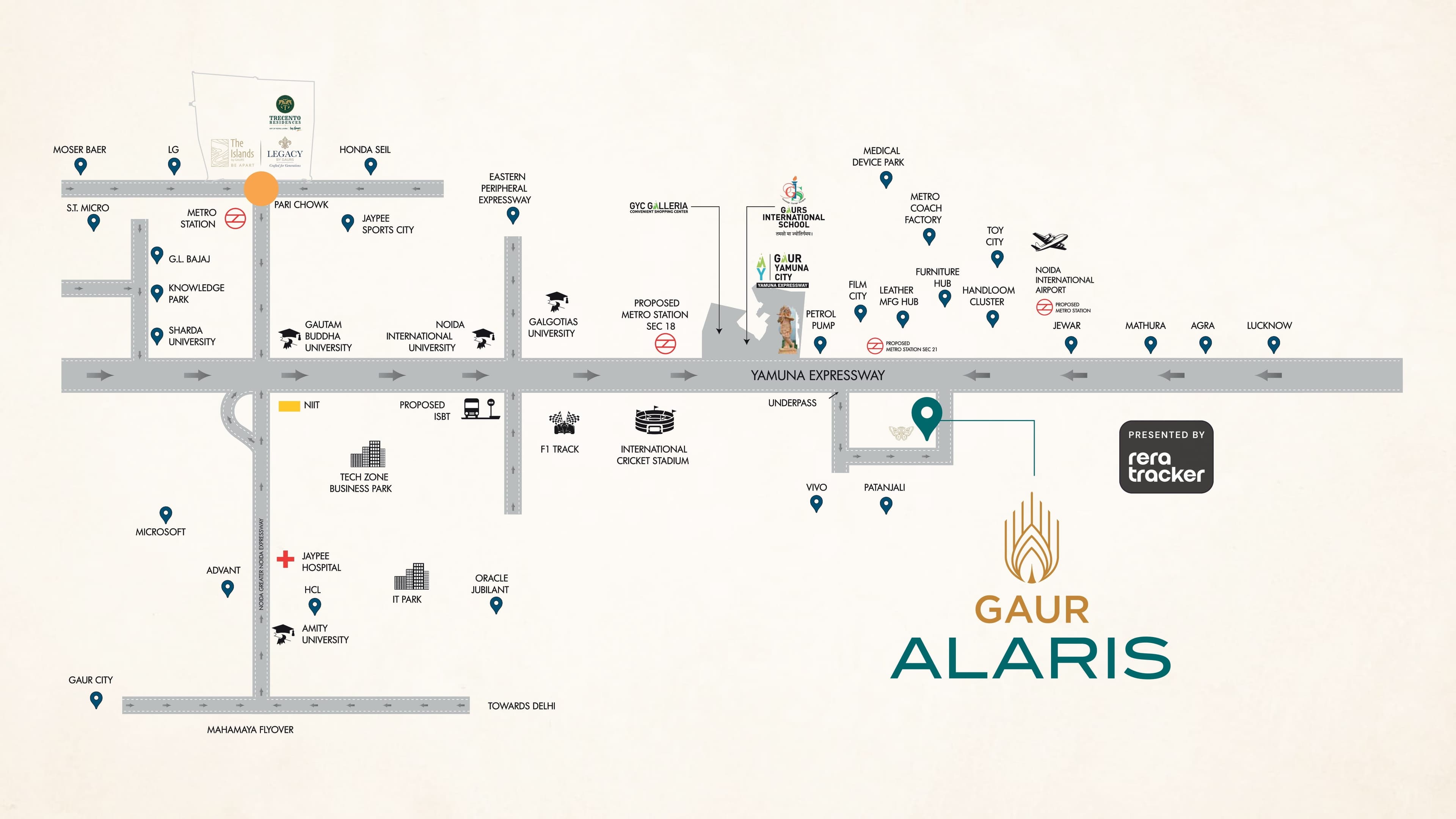 Gaur Alaris Phase 1 Sector 22D, Yamuna Expressway Gaur Alaris Location Map