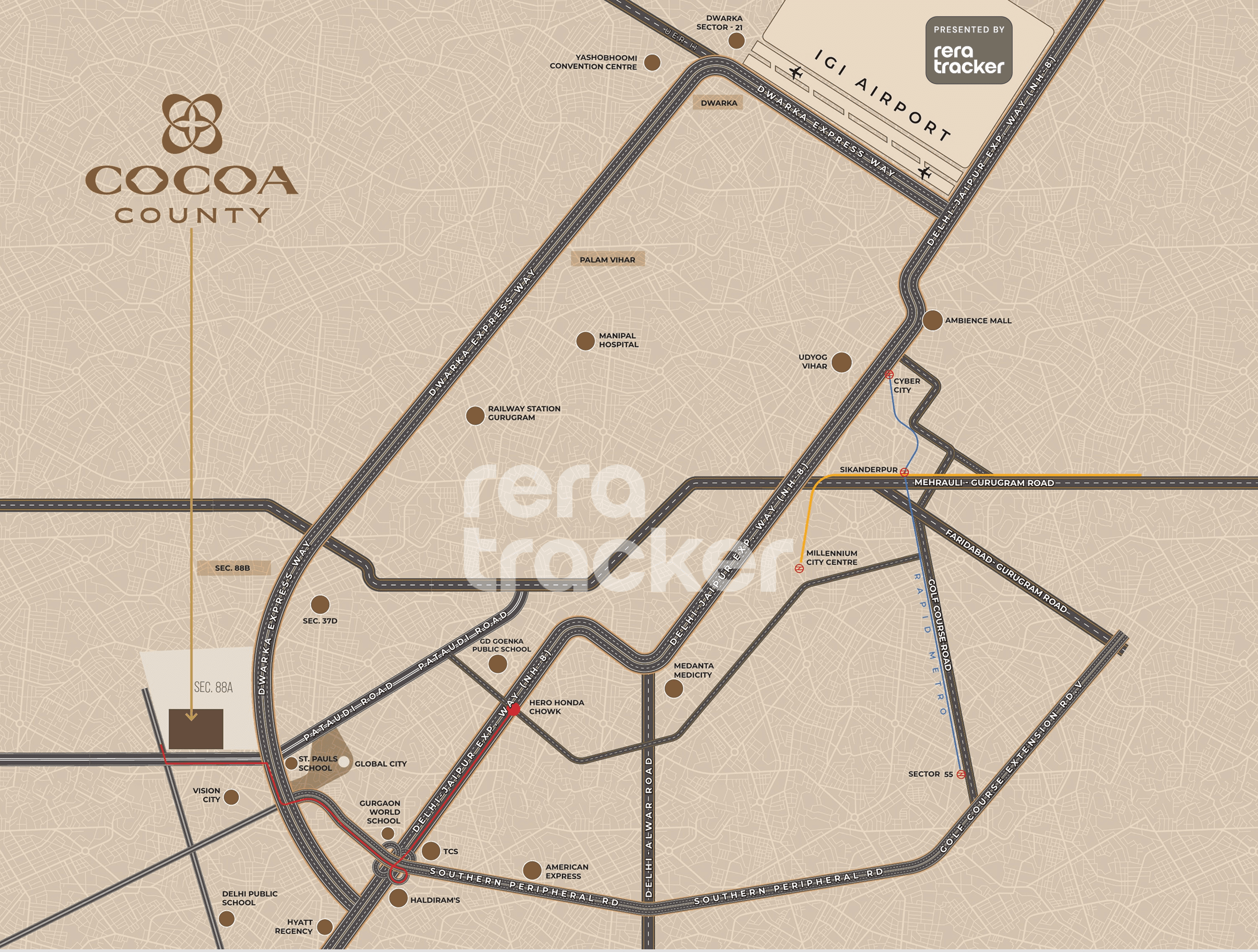 Cocoa County Phase 02 Sector 88A, Gurgaon Cocoa County Location Map